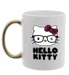 Чашка с цветной ручкой Hello kitty glasses Золото фото