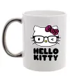 Чашка с цветной ручкой Hello kitty glasses Серебро фото