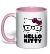 Чашка с цветной ручкой Hello kitty glasses Нежно розовый фото