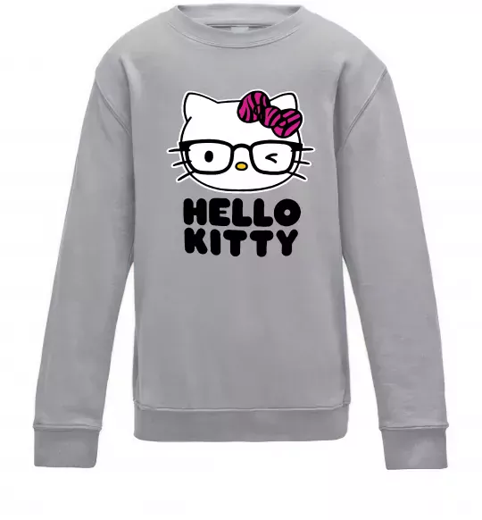 Детский Свитшот Hello kitty glasses Серый меланж фото