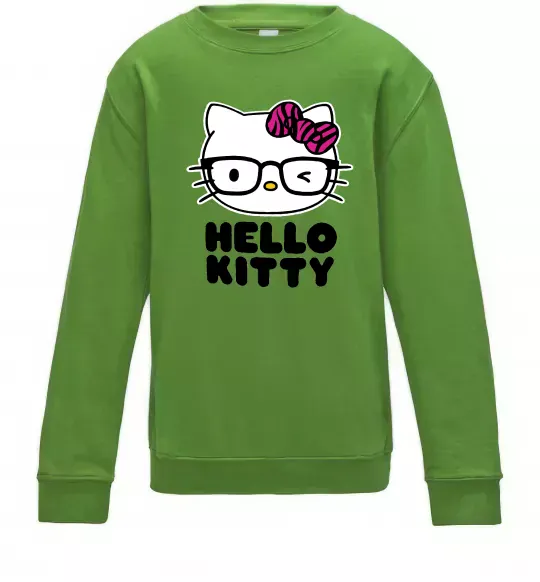 Детский Свитшот Hello kitty glasses Лаймовый фото