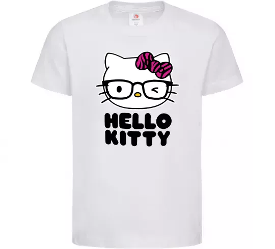 Дитяча футболка Hello kitty glasses Білий фото