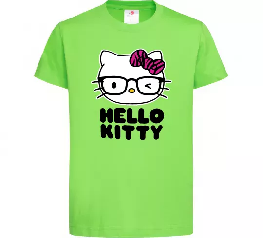 Дитяча футболка Hello kitty glasses Лаймовий фото