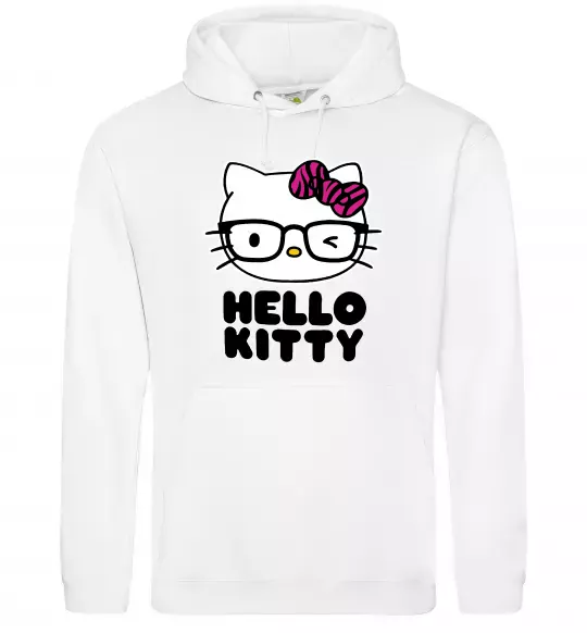 Мужская толстовка (худи) Hello kitty glasses Белый фото
