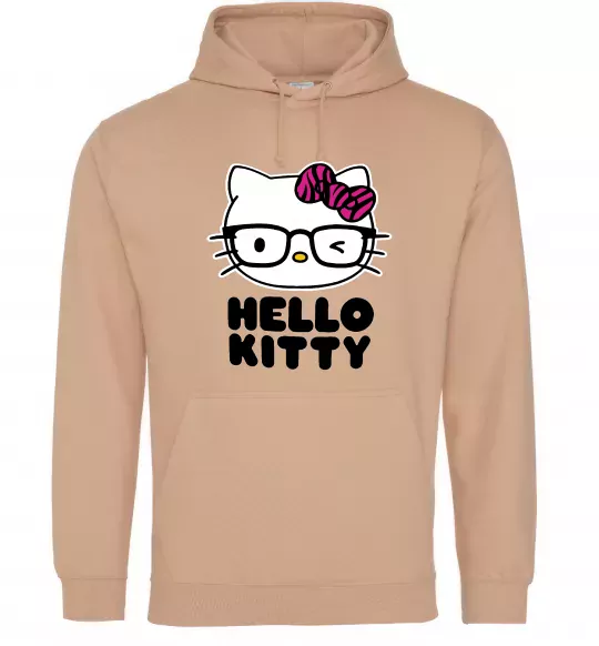 Мужская толстовка (худи) Hello kitty glasses Песочный фото