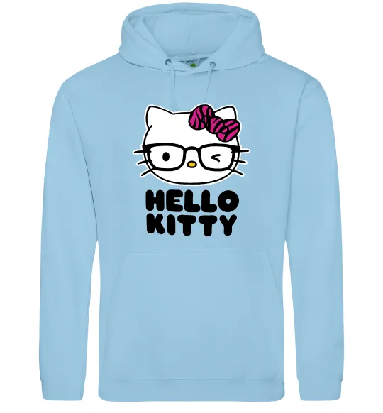 Мужская толстовка (худи) Hello kitty glasses Голубой фото