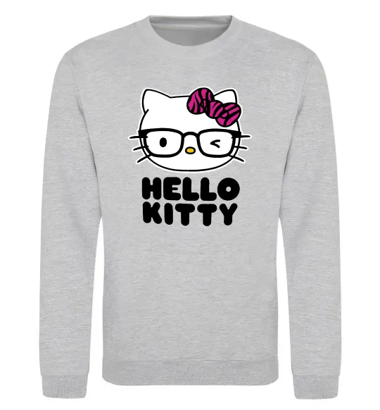 Свитшот Hello kitty glasses Серый меланж фото