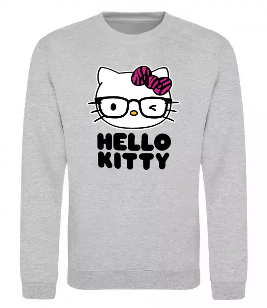 Свитшот Hello kitty glasses Серый меланж фото