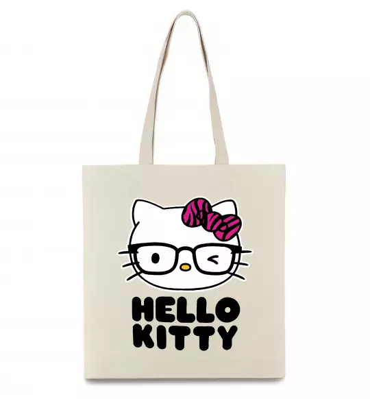 Еко-сумка Hello kitty glasses Бежевий фото