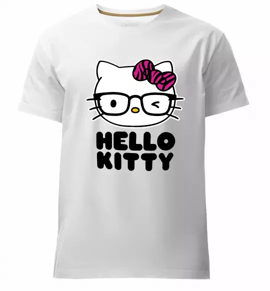 Мужская премиум футболка Hello kitty glasses Белый фото