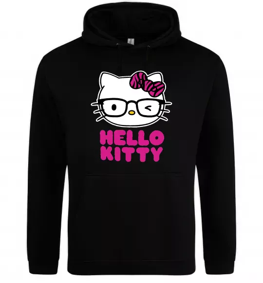 Мужская толстовка (худи) Hello kitty glasses Черный фото