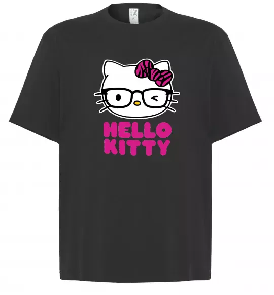 Футболка Оверсайз Hello kitty glasses Черный фото
