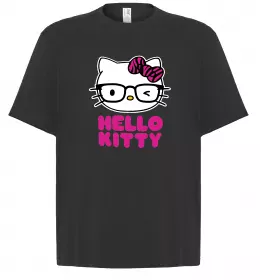 Футболка Оверсайз Hello kitty glasses Черный фото