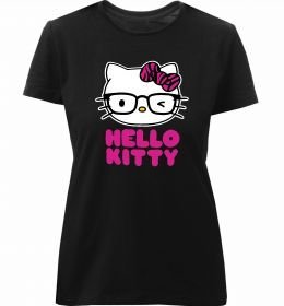 Женская премиум футболка Hello kitty glasses