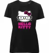 Женская премиум футболка Hello kitty glasses Черный фото