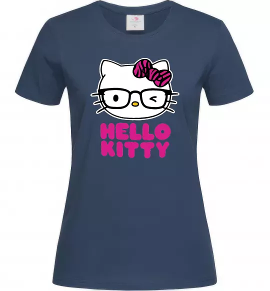 Жіноча футболка Hello kitty glasses Темно-синій фото