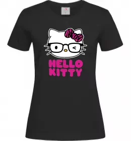 Жіноча футболка Hello kitty glasses Чорний фото