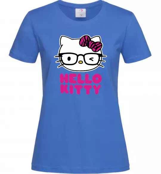 Жіноча футболка Hello kitty glasses Яскраво-синій фото