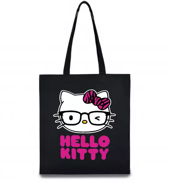 Еко-сумка Hello kitty glasses Чорний фото