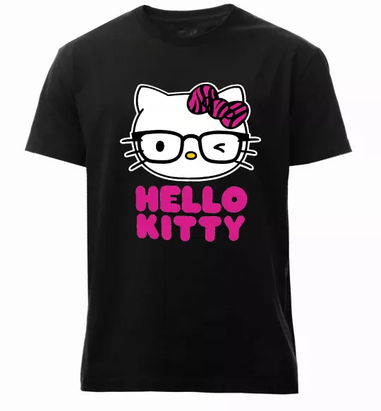 Мужская премиум футболка Hello kitty glasses Черный фото