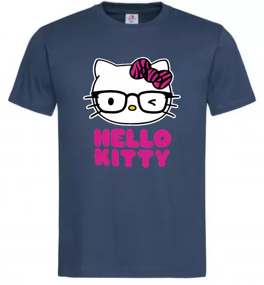 Мужская футболка Hello kitty glasses Темно-синий фото