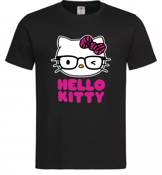 Мужская футболка Hello kitty glasses Черный фото