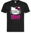 Мужская футболка Hello kitty glasses Черный фото