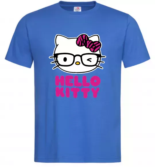 Мужская футболка Hello kitty glasses Ярко-синий фото