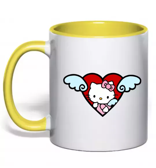 Чашка з кольоровою ручкою Hello kitty cupid Сонячно жовтий фото