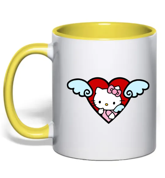 Чашка с цветной ручкой Hello kitty cupid Лимонный фото