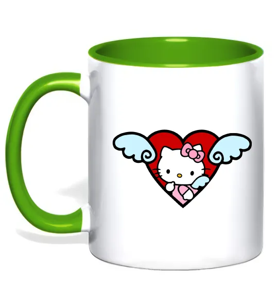 Чашка с цветной ручкой Hello kitty cupid Лаймовый фото