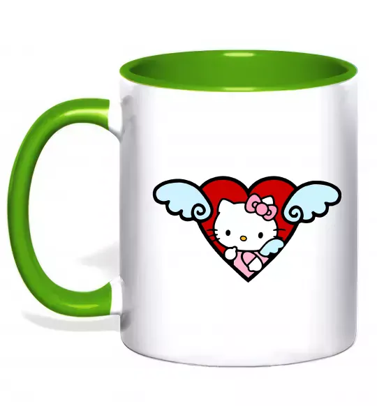 Чашка з кольоровою ручкою Hello kitty cupid Зелений фото