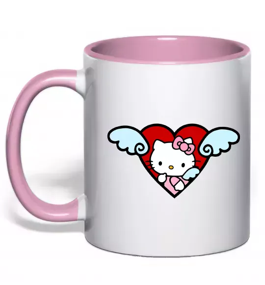 Чашка з кольоровою ручкою Hello kitty cupid Ніжно рожевий фото
