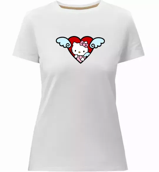 Женская премиум футболка Hello kitty cupid Белый фото