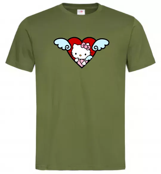 Чоловіча футболка Hello kitty cupid Оливковий фото