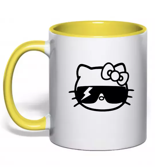 Чашка с цветной ручкой Hello kitty cool glasses Солнечно желтый фото