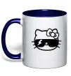 Чашка с цветной ручкой Hello kitty cool glasses Глубокий темно-синий фото
