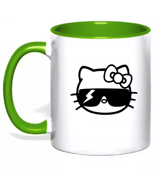 Чашка с цветной ручкой Hello kitty cool glasses Зеленый фото