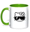 Чашка с цветной ручкой Hello kitty cool glasses Зеленый фото