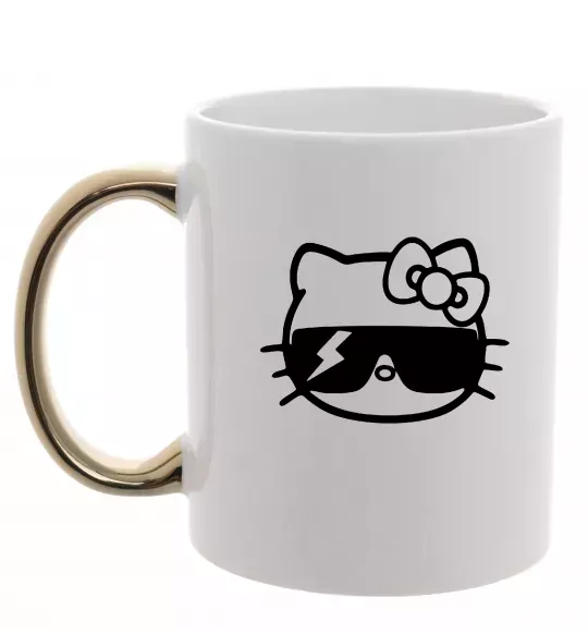 Чашка с цветной ручкой Hello kitty cool glasses Золото фото