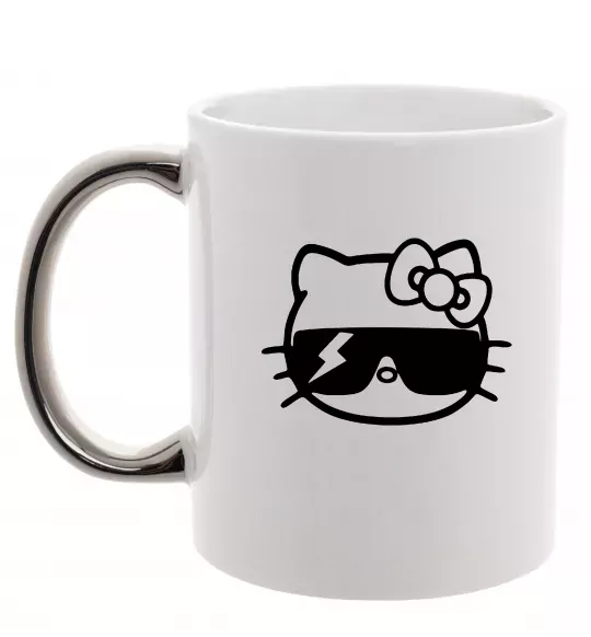 Чашка с цветной ручкой Hello kitty cool glasses Серебро фото