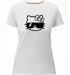 Жіноча преміум футболка Hello kitty cool glasses Білий фото