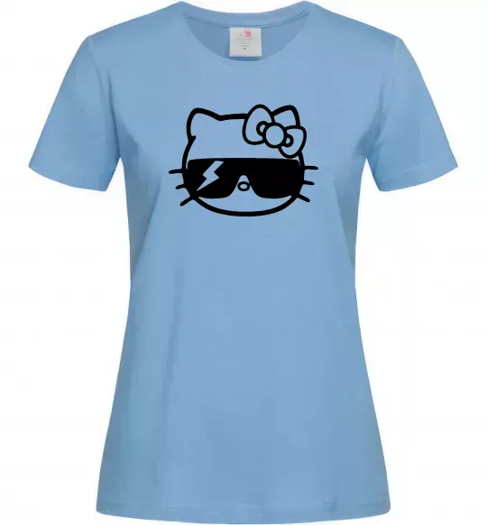 Жіноча футболка Hello kitty cool glasses Блакитний фото