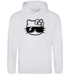 Женская толстовка (худи) Hello kitty cool glasses Серый меланж фото