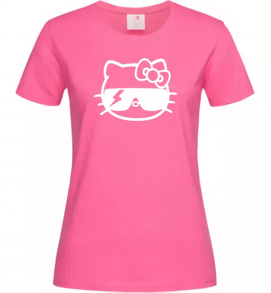 Жіноча футболка Hello kitty cool glasses Яскраво-рожевий фото
