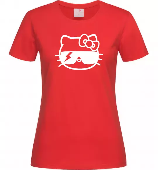Жіноча футболка Hello kitty cool glasses Червоний фото
