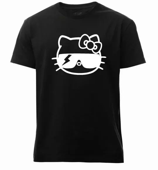 Чоловіча преміум футболка Hello kitty cool glasses Чорний фото