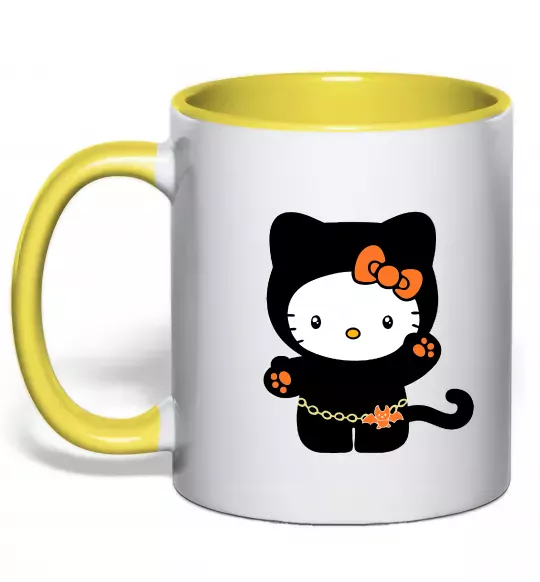 Чашка з кольоровою ручкою Hello Kitty cat costume Сонячно жовтий фото