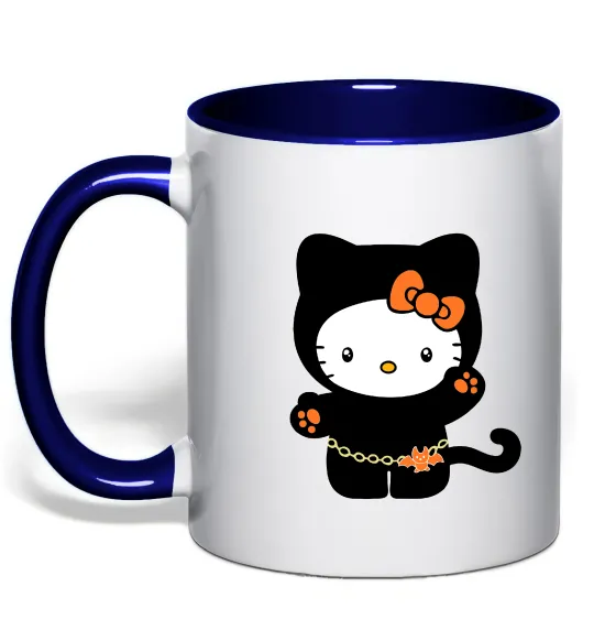 Чашка з кольоровою ручкою Hello Kitty cat costume Глибокий темно-синій фото