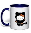 Чашка з кольоровою ручкою Hello Kitty cat costume Глибокий темно-синій фото